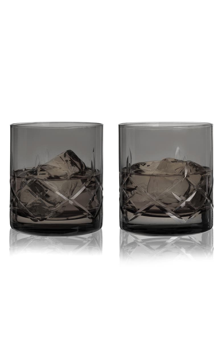 Viski Admiral Crystal Rocks Glasses, Main, color, Grey