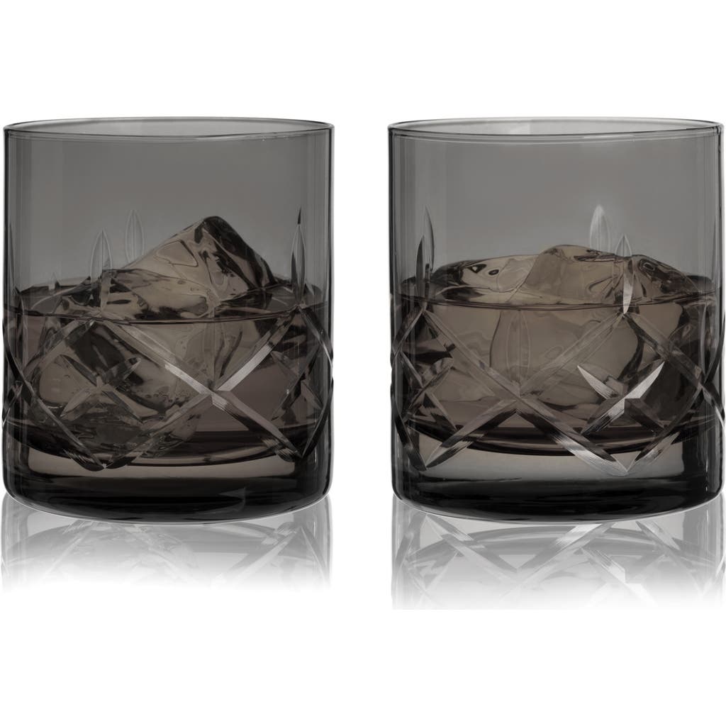 Viski Admiral Crystal Rocks Glasses in Grey  product