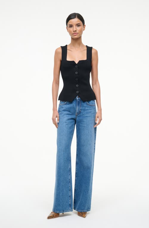 Staud Marisa Square Neck Top In Black