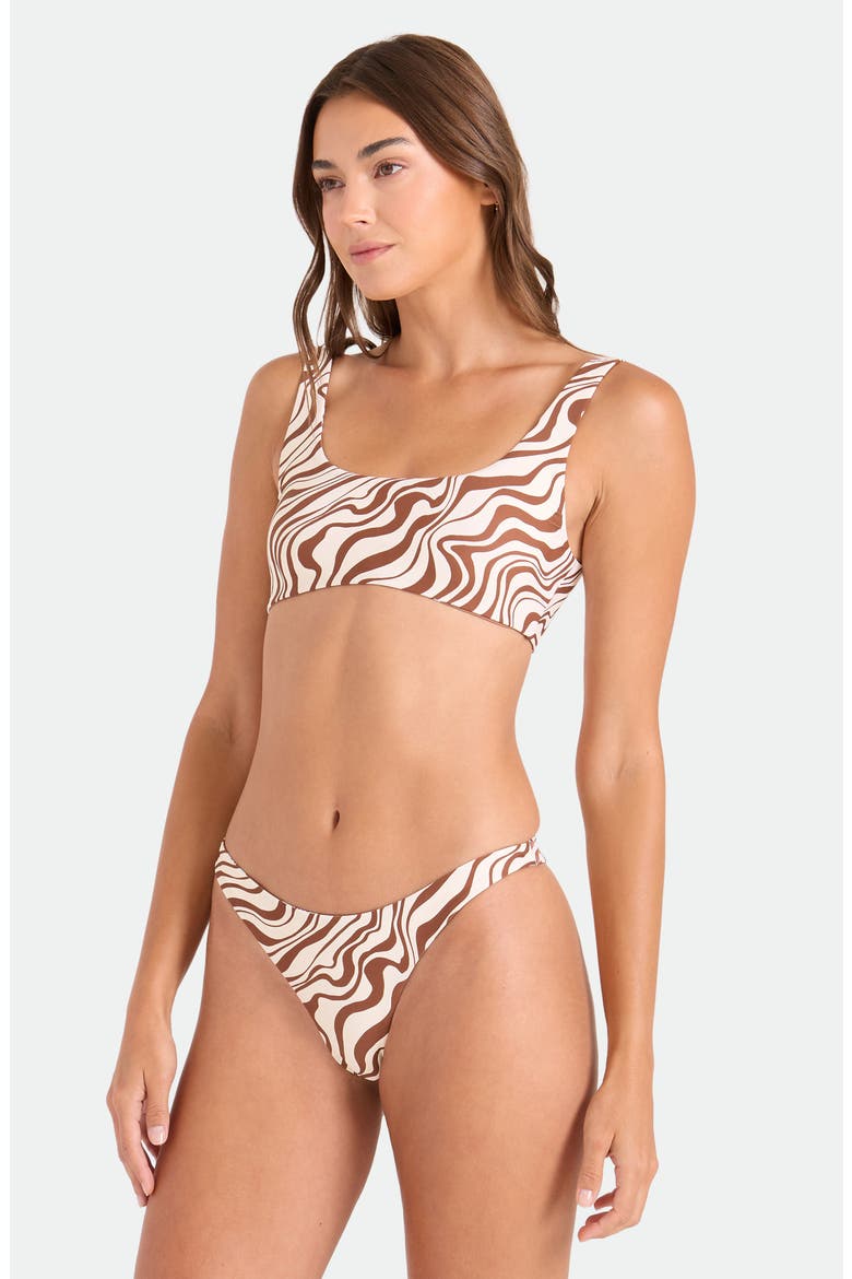 Coco Retro Bloom Reversible Bikini Top, Alternate, color, DARK BROWN