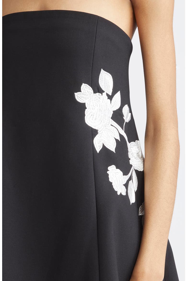 Irla Trailing Floral Strapless Minidress, Alternate, color, BLACK/ IVORY
