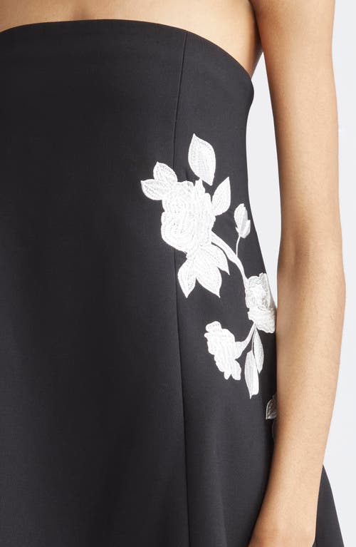 Cinq À Sept Irla Strapless Trailing Floral Mini Dress In Black