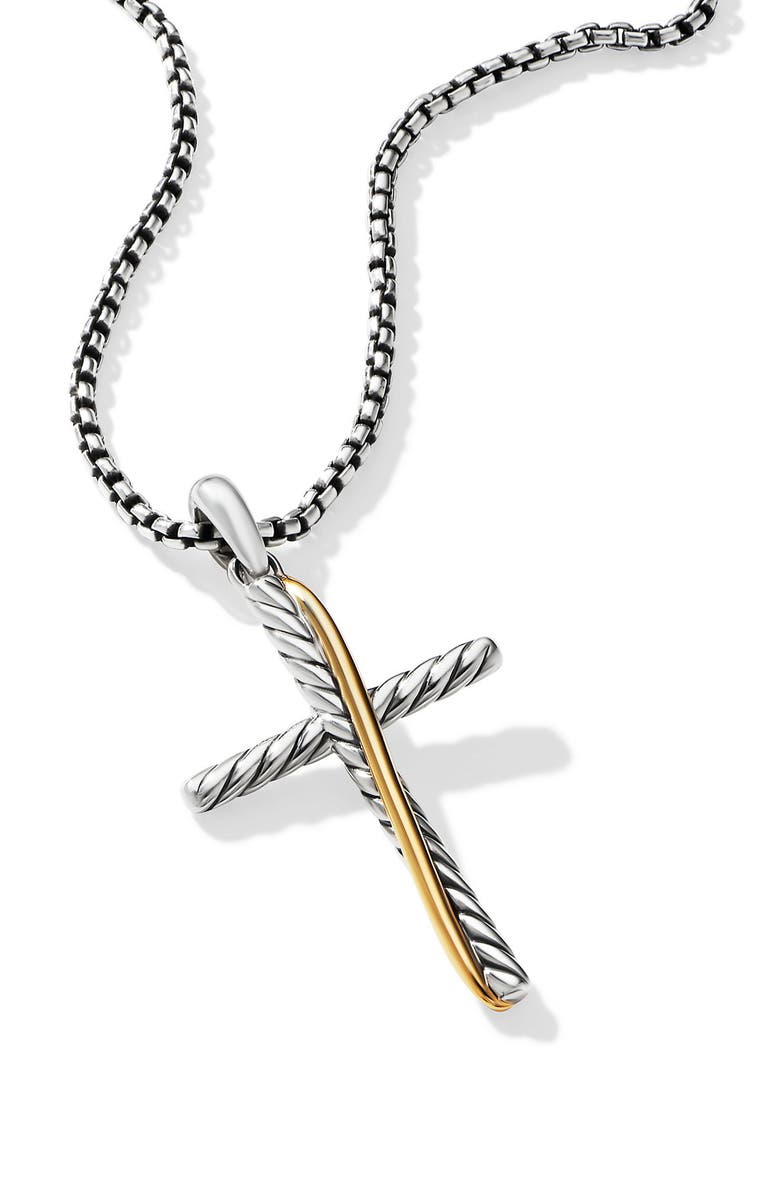 David Yurman Crossover Cross Pendant with 18K Yellow Gold, Alternate, color,