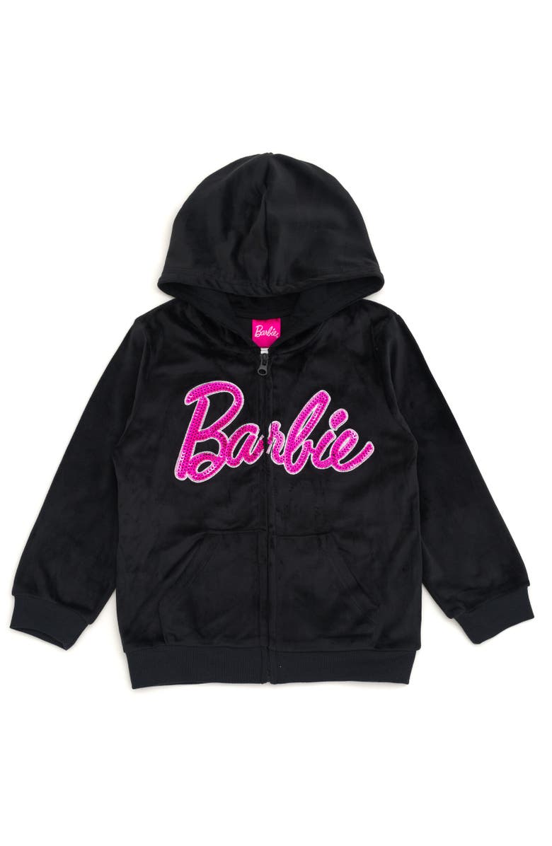 Barbie Zip-Up Hoodie, Main, color, Black