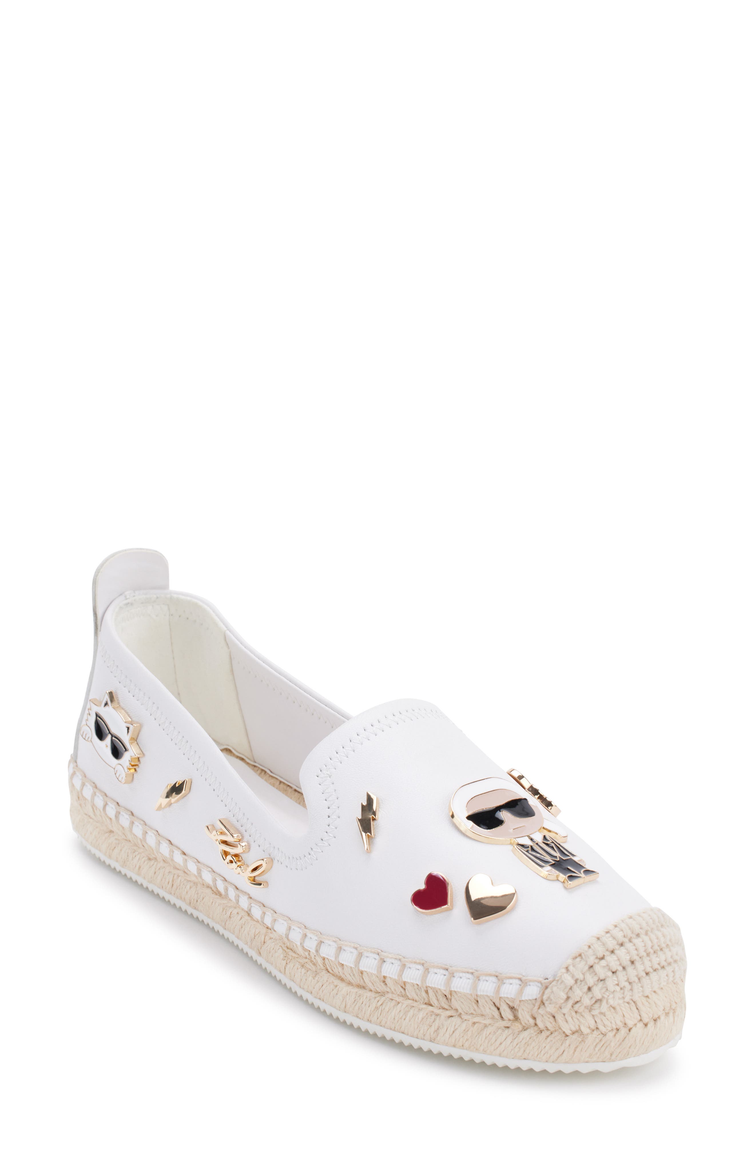 KARL LAGERFELD PARIS Michaela Espadrille Flat, Main, color, Brt White