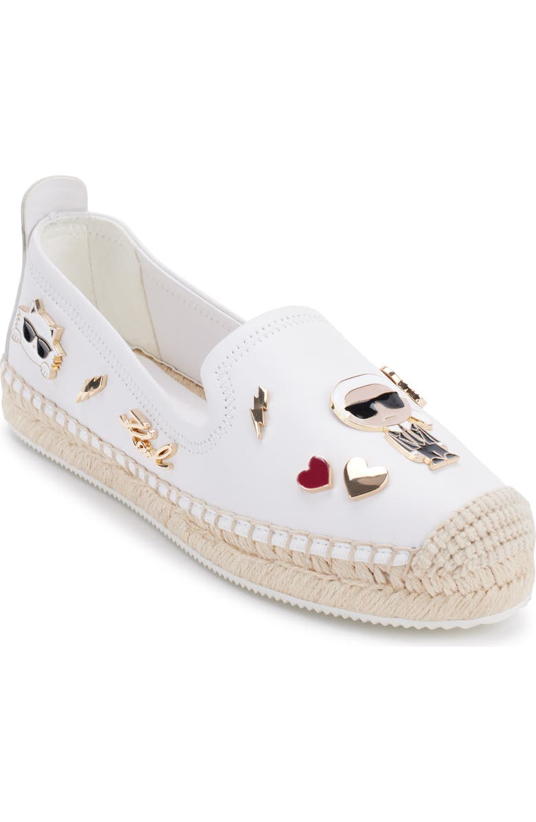 KARL LAGERFELD PARIS Michaela Espadrille Flat, Main, color, Brt White
