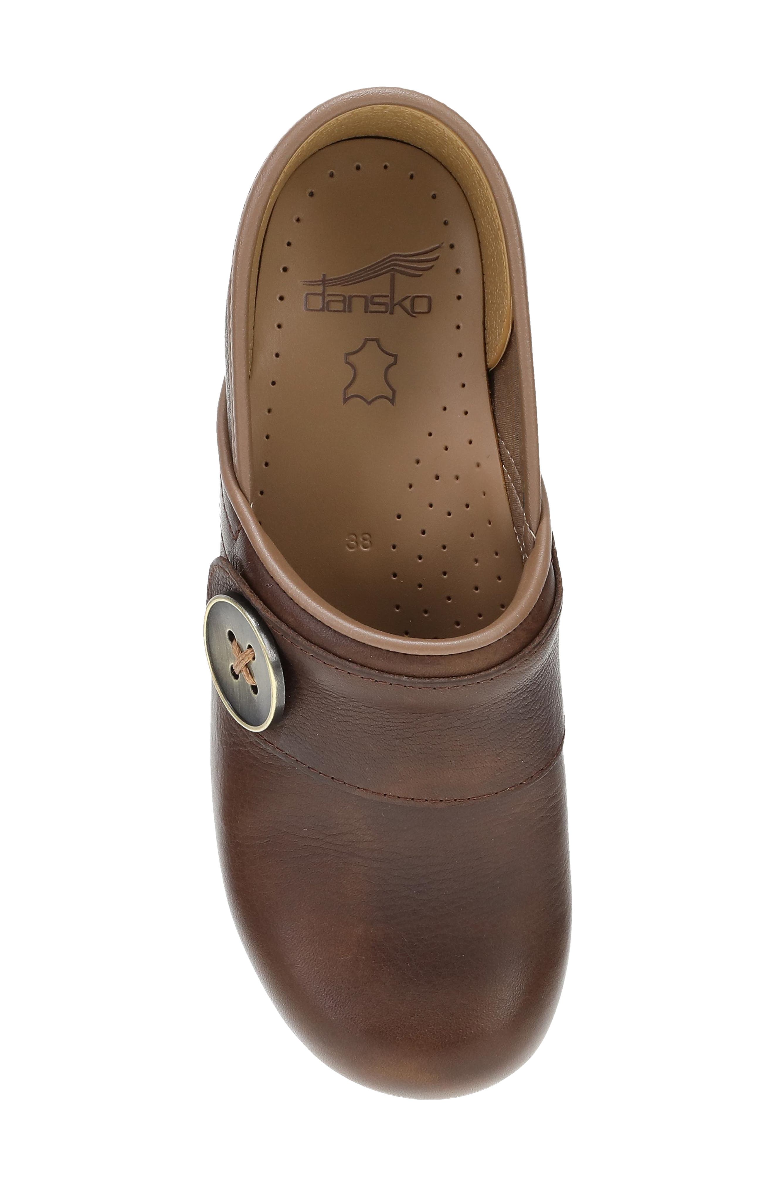 Professional Button Leather Clog, Alternate, color, CHOCOLATE
