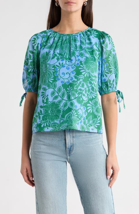 Tressa Floral Kareli Puff Sleeve Top