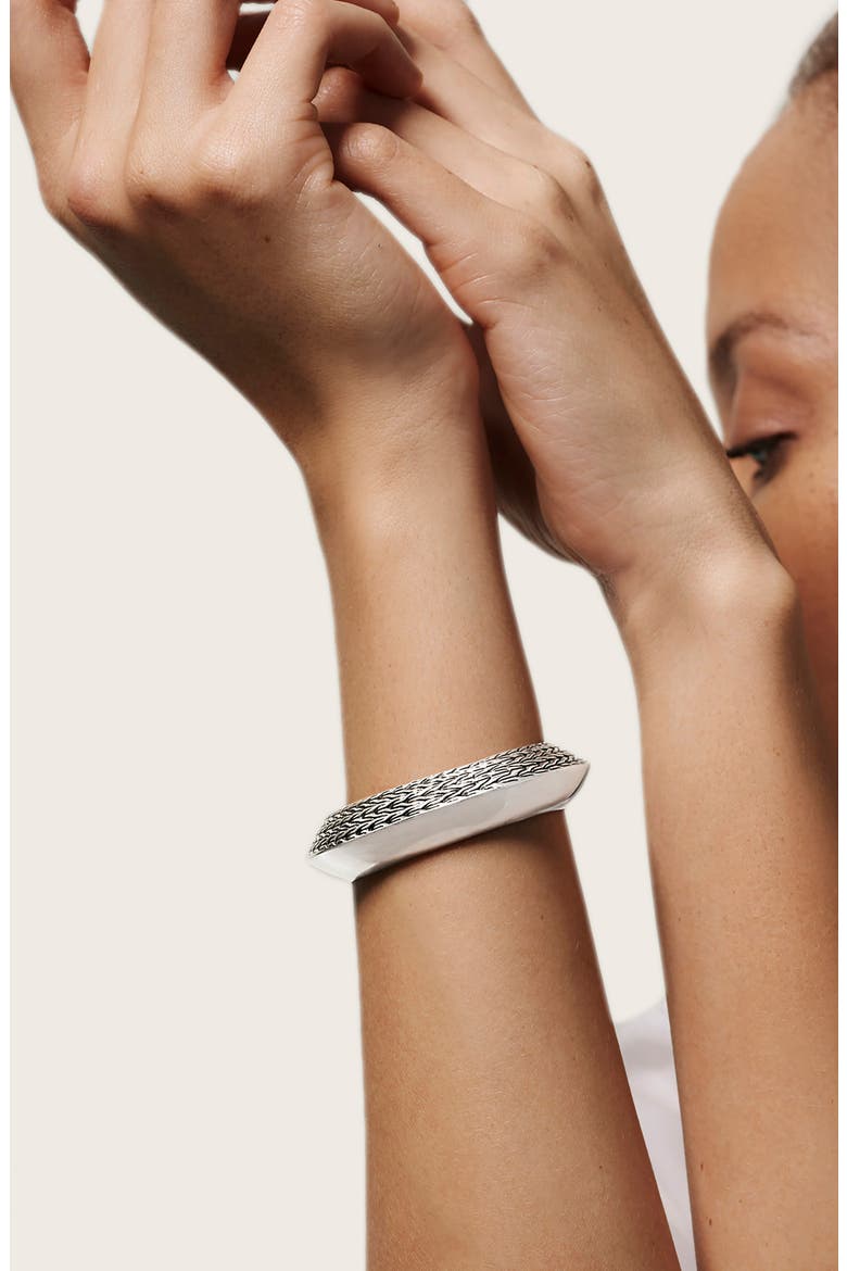 Knife Edge Medium Oval Hinge Bangle, Alternate, color, SILVER