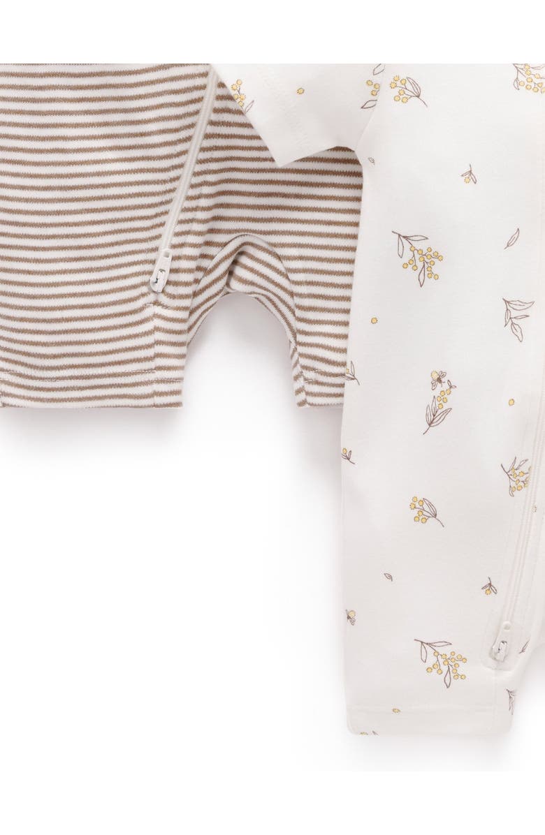 Purebaby 2 Pack Short Zip Romper, Alternate, color, Vanilla Wattle Bee Pack