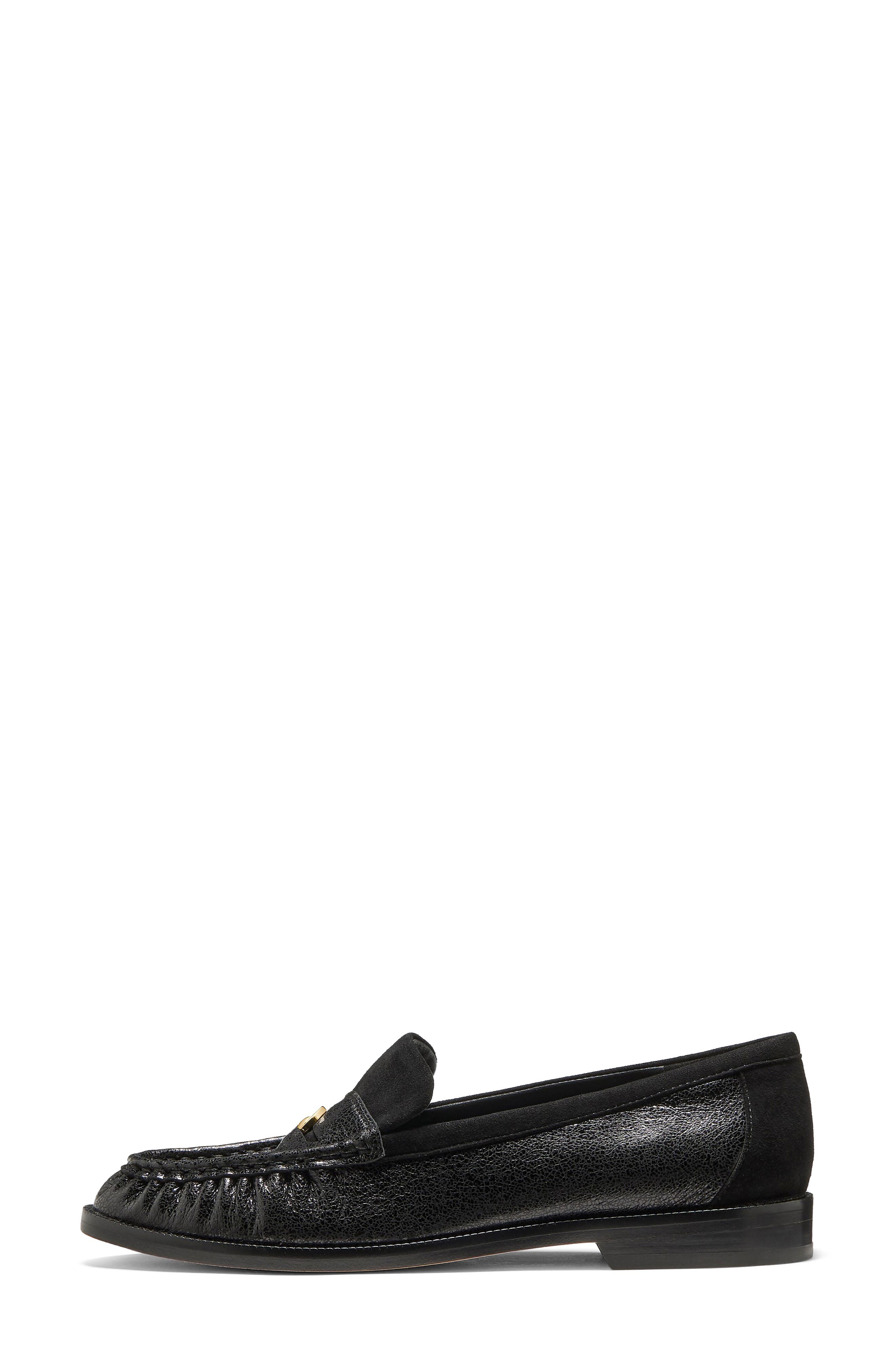 penny loafer, Alternate, color, BLACK