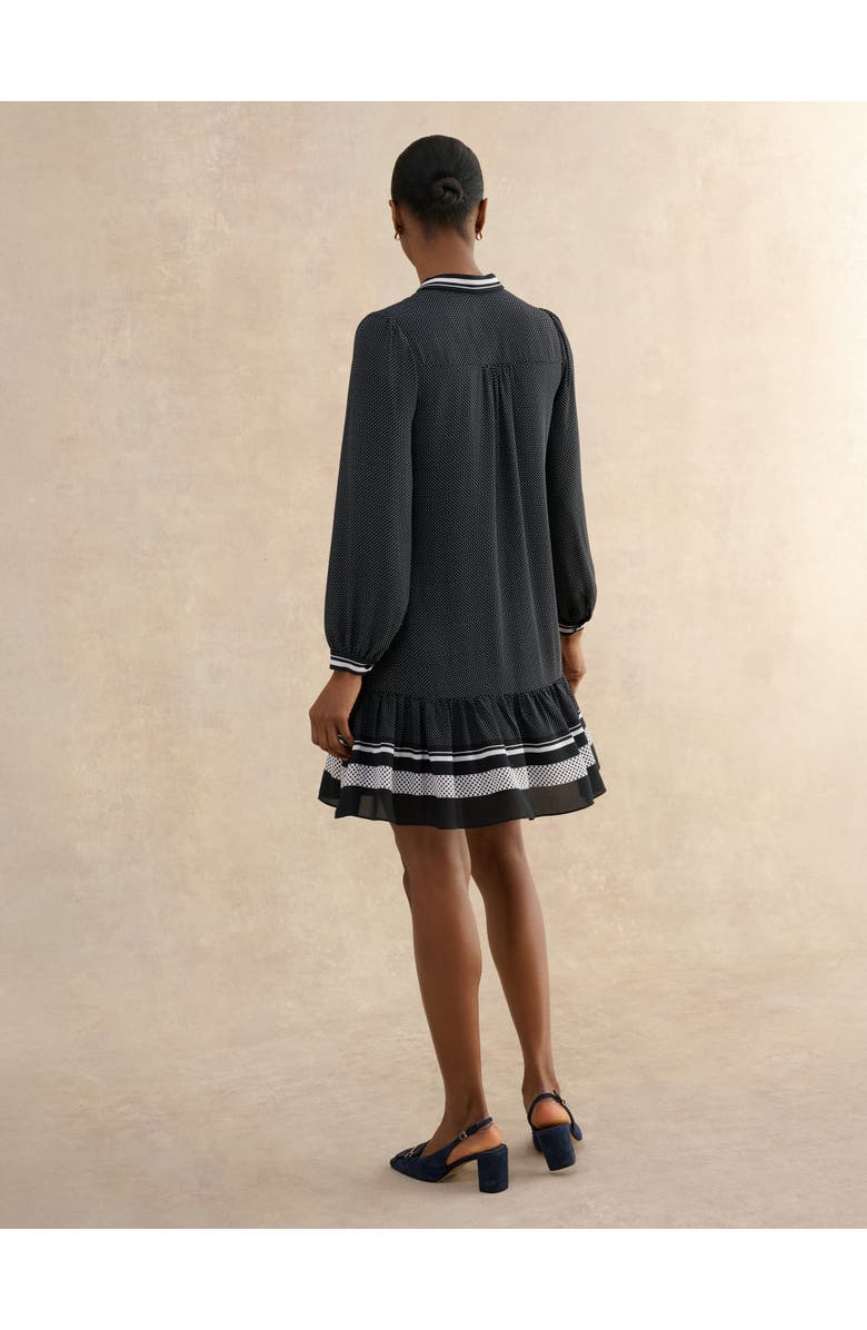 HOBBS LONDON Valerie Ruffle-Hem Mini Shift Dress, Alternate, color, Navy Ivory