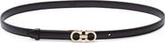 FERRAGAMO Double Gancio Leather Skinny Belt