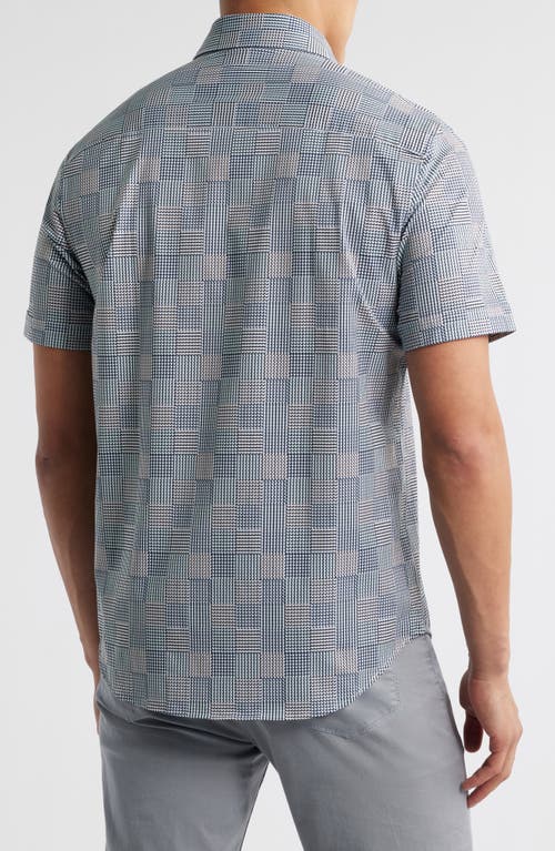 Bugatchi Miles Ooohcotton® Geo Print Short Sleeve Button-up Shirt In Graphite
