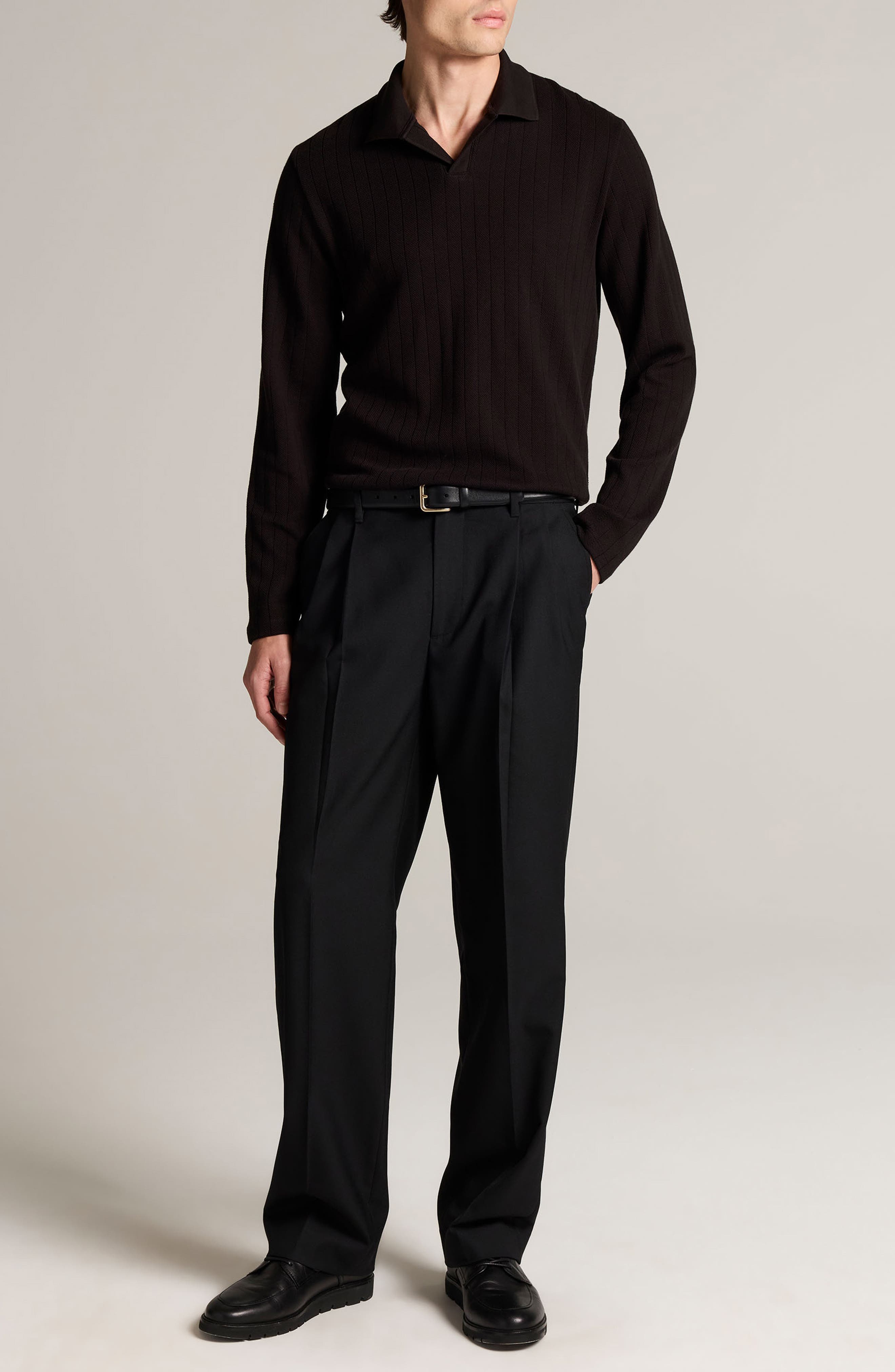 Vince Drop Needle Long Sleeve Johnny Polo (Men) | Nordstrom