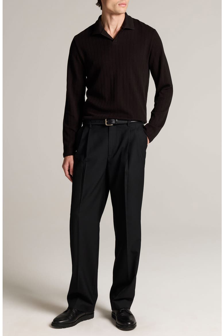 Drop Needle Long Sleeve Johnny Polo, Alternate, color, BLACK