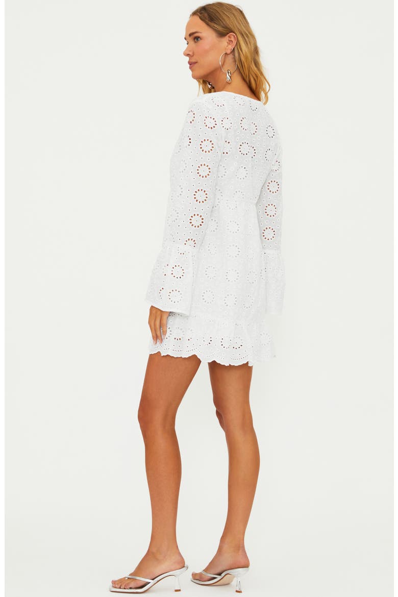 Delaney Eyelet Long Sleeve Cover-Up Minidress, Alternate, color, WHITE MAGNOLIA EYELET