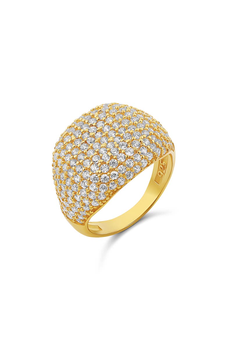 Cubic Zirconia Pavé Dome Signet Ring, Main, color, GOLD