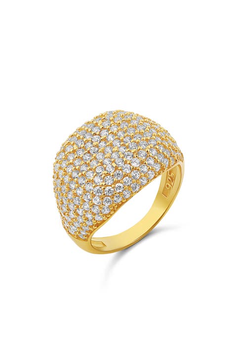 Cubic Zirconia Pavé Dome Signet Ring