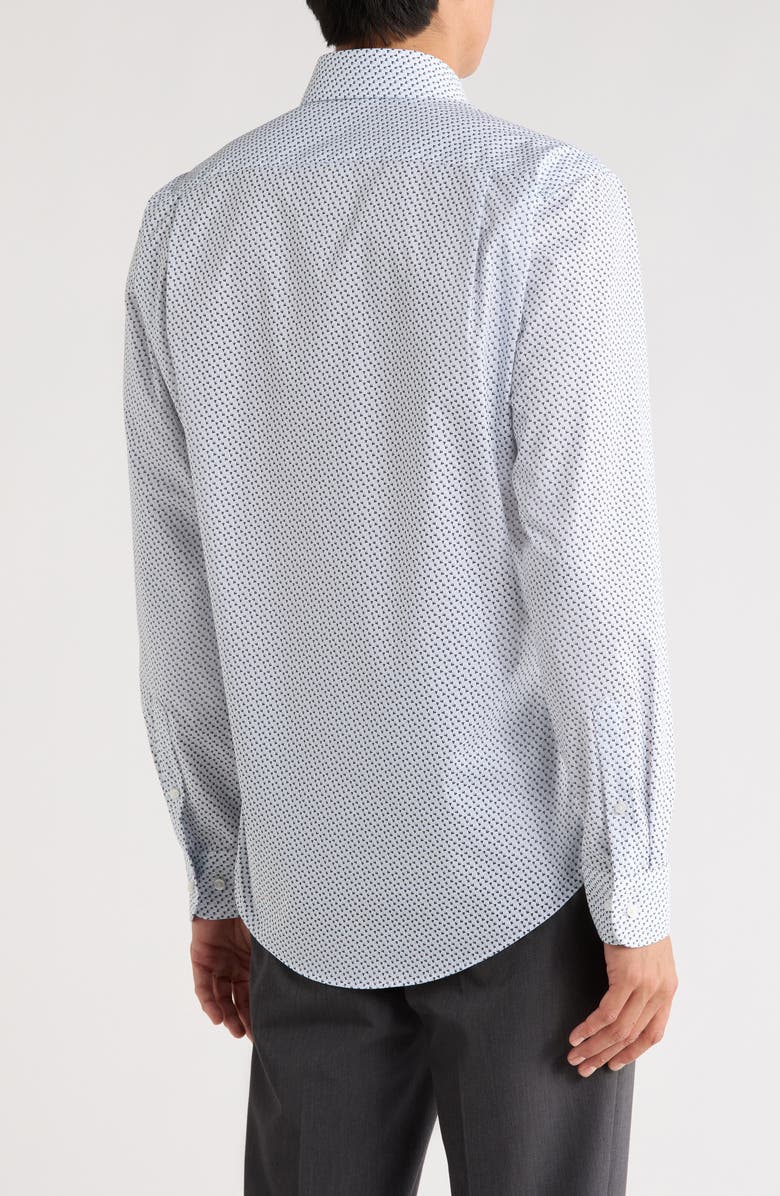 NORDSTROM RACK Trim Fit Geometric Daisy Non-Iron Dress Shirt, Alternate, color, Blue Daisy Geo