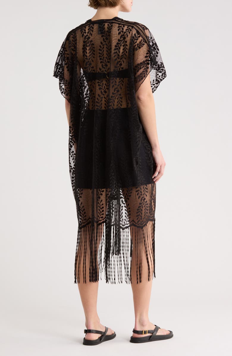 Vince Camuto Lace Shawl & Hat Set, Alternate, color, Black