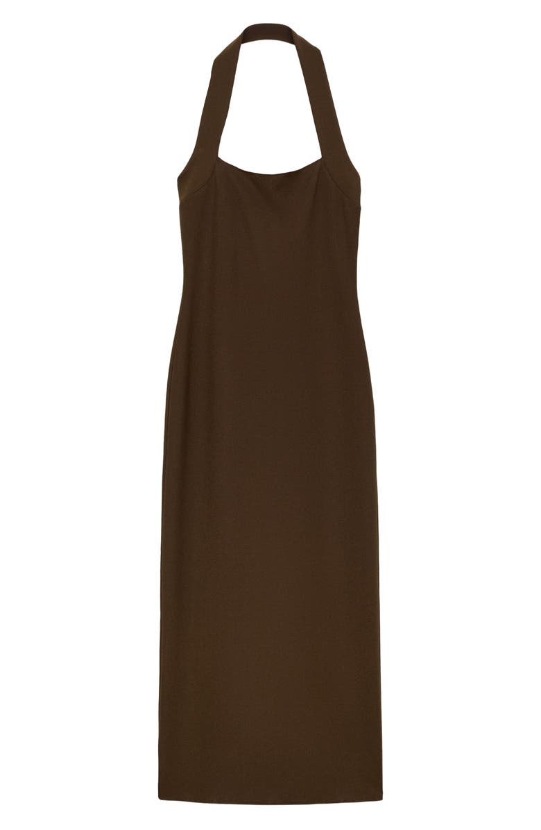 MANGO Halter Maxi Dress, Alternate, color, Brown