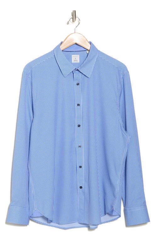 Construct Gingham Long Sleeve Button Front Shirt In Light Blue