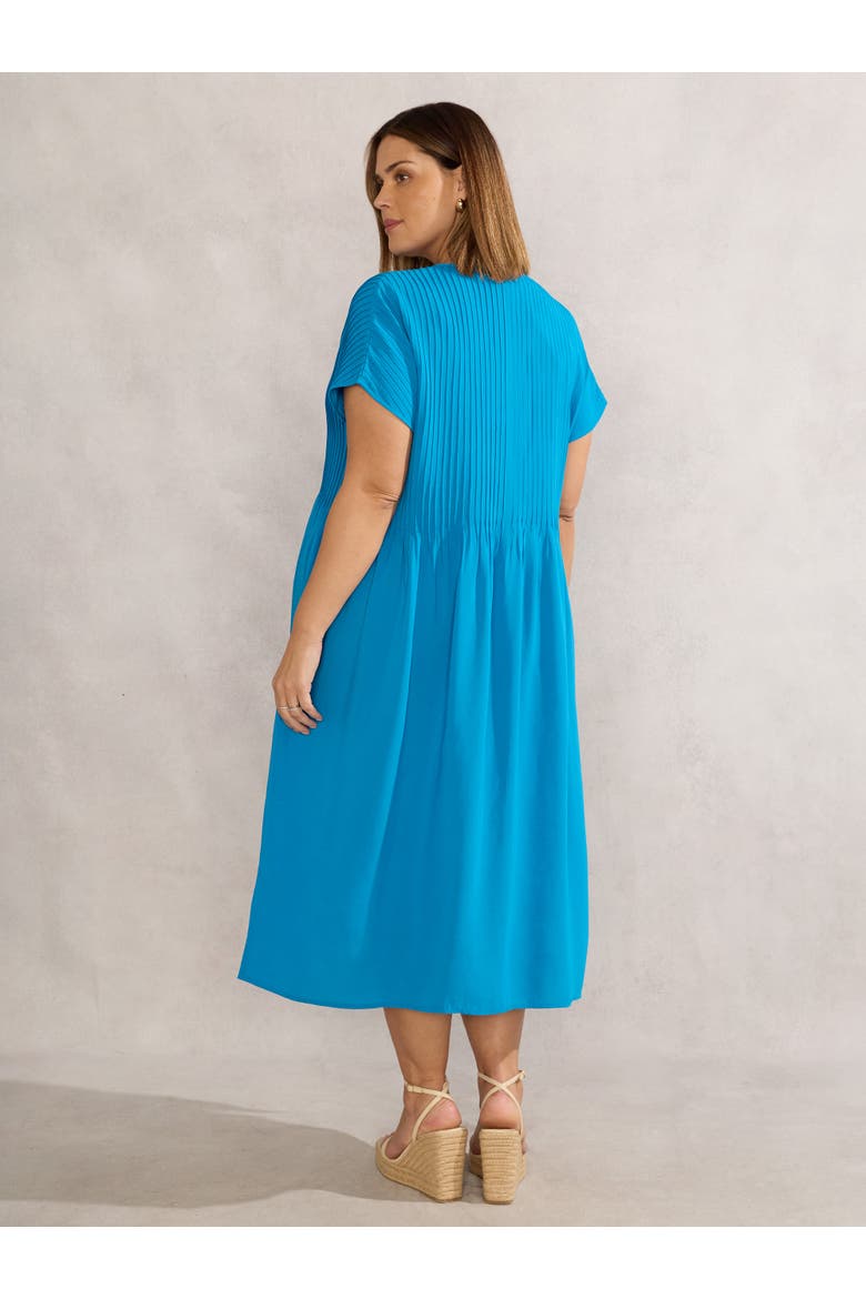 Pintuck Midi Dress, Alternate, color, Blue