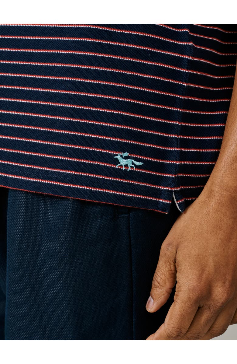 Aubin Baysdale Open Collar Polo, Alternate, color, Navy Stripe