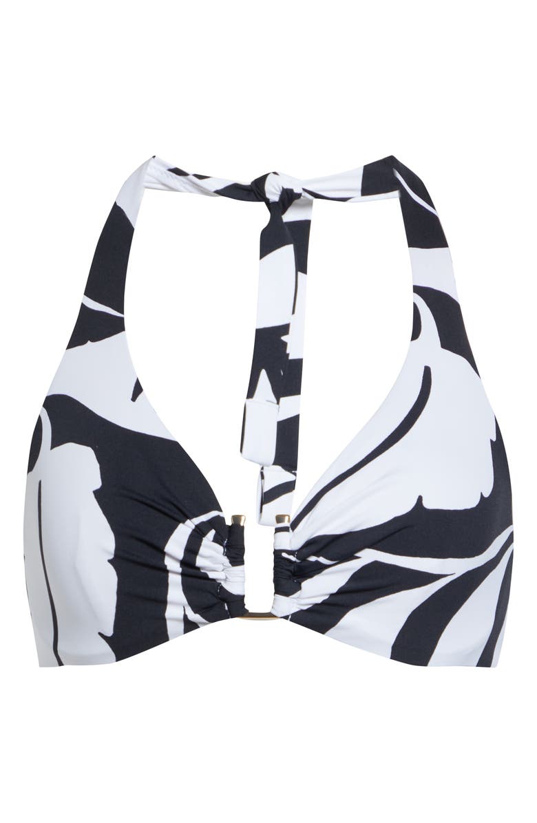 Max Mara Avena Print Halter Bikini Top, Main, color, White