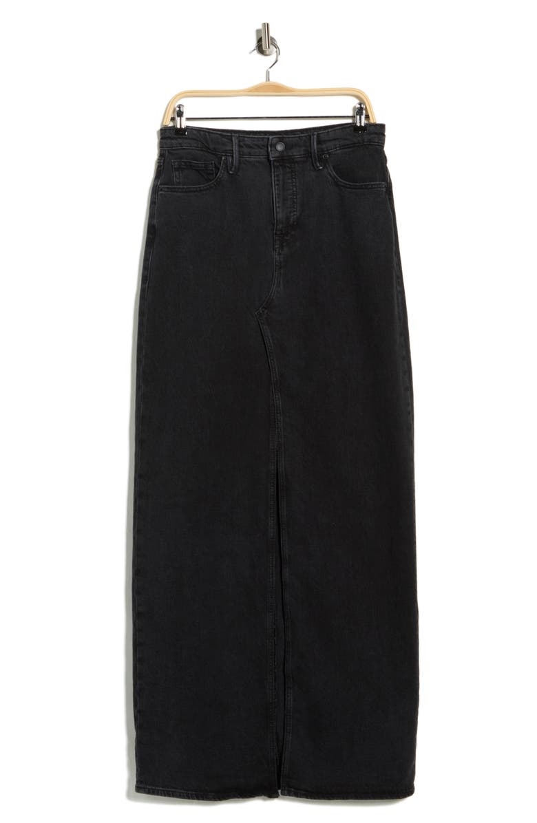 Good American Good Ease Denim Maxi Skirt, Alternate, color, Black351