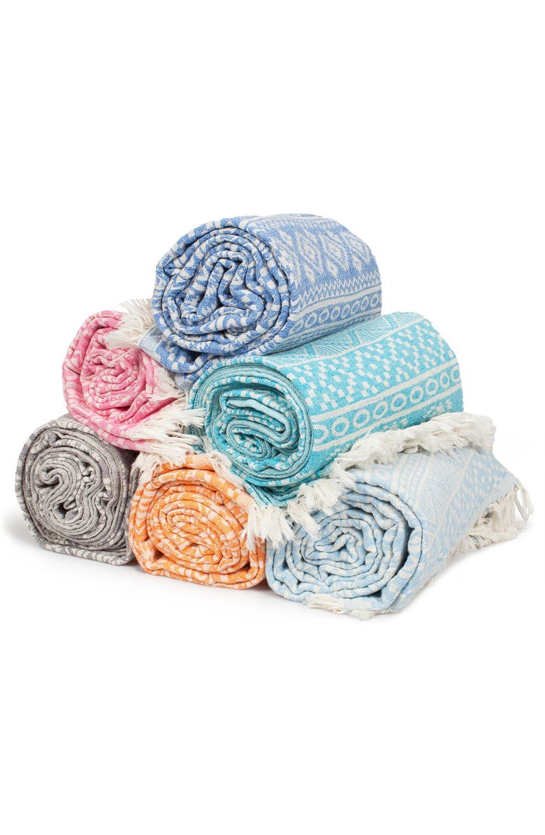 Linum Home Textiles 100% Turkish Cotton Sea Breeze Pestemal Beach Towel - Sky Blue, Alternate, color, 