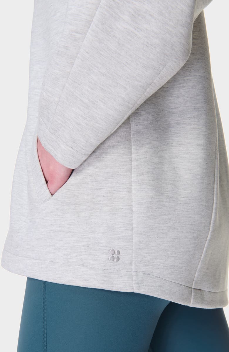 Sweaty Betty Wind Down Zip Hoodie, Alternate, color, Ice Grey Marl