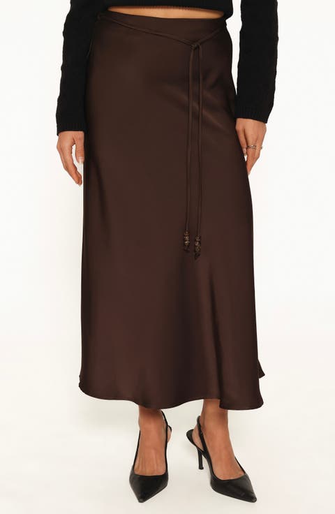 Bayley Satin Midi Skirt