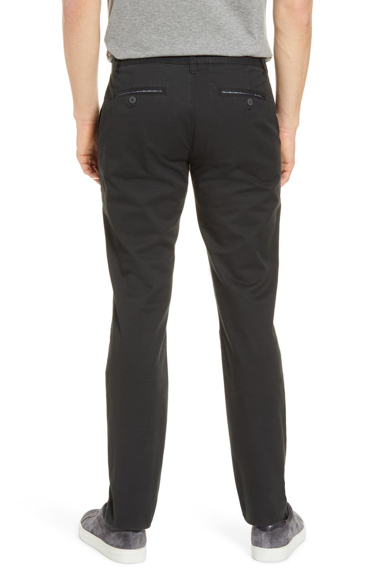 Tailored Fit Washed Stretch Cotton Chinos, Alternate, color, JET BLACK