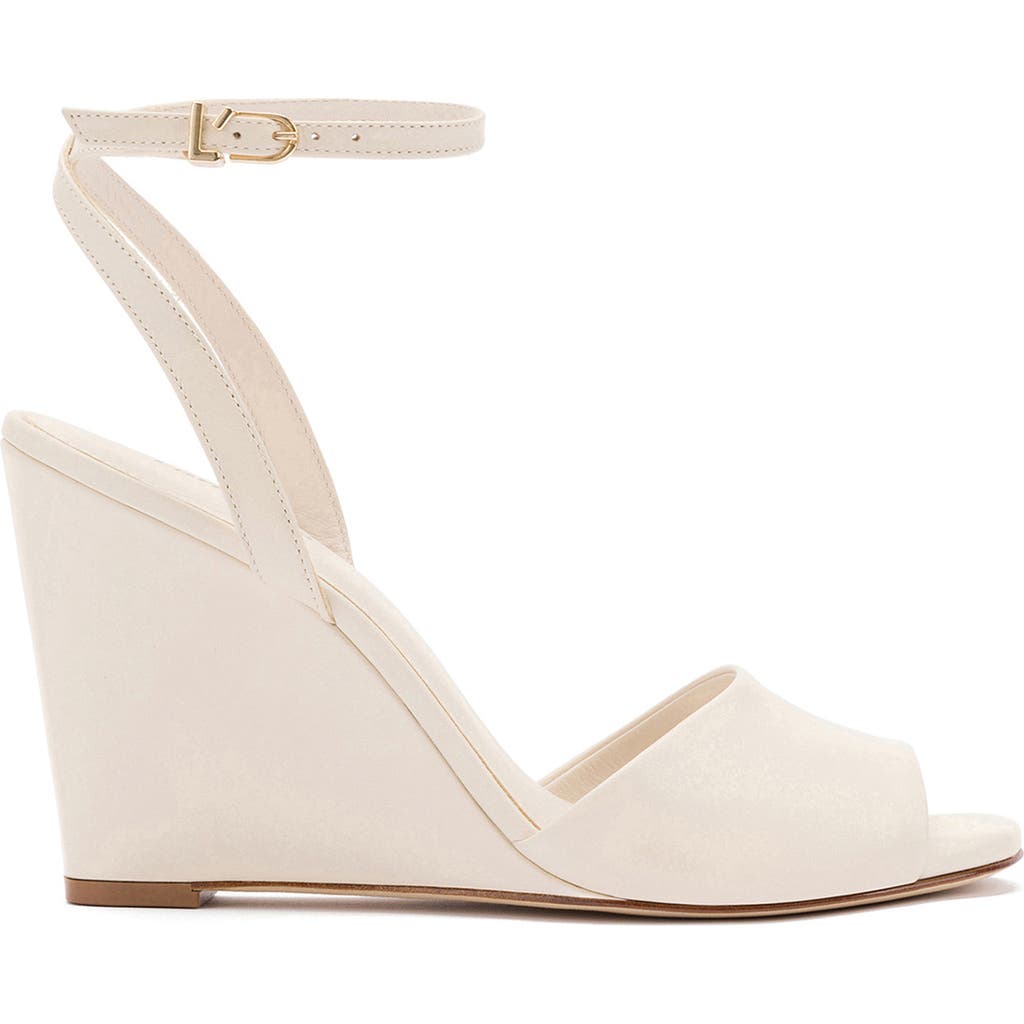 Larroude Yves Ankle Strap Wedge Sandal In Ivory