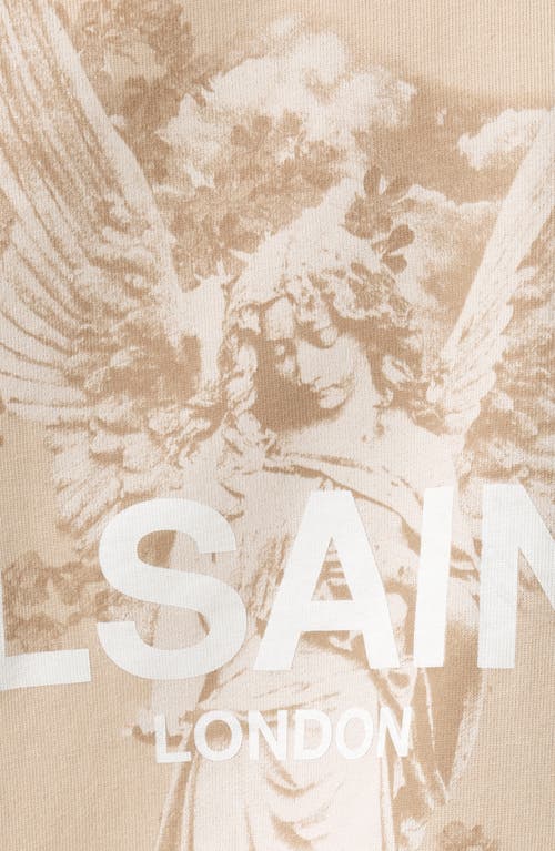 Allsaints Womens Sandy White Guardian Graphic-print Relaxed-fit Organic-cotton T-shirt In Brown