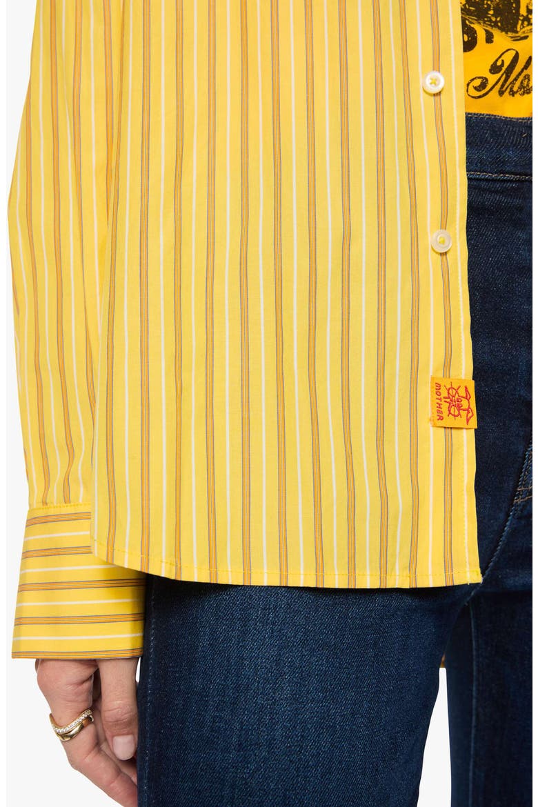 The Roomie Frenchie Oversized Striped Cotton Shirt, Alternate, color, YELLOW STRIPE