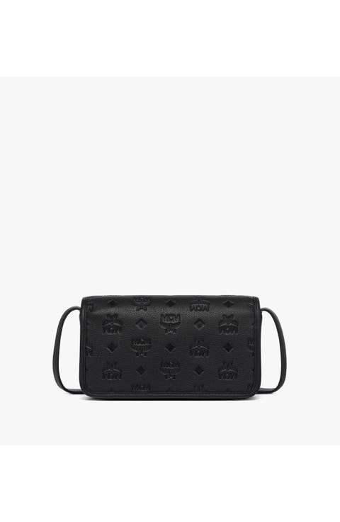 Aren Crossbody Wallet in Embossed Monogram Leather