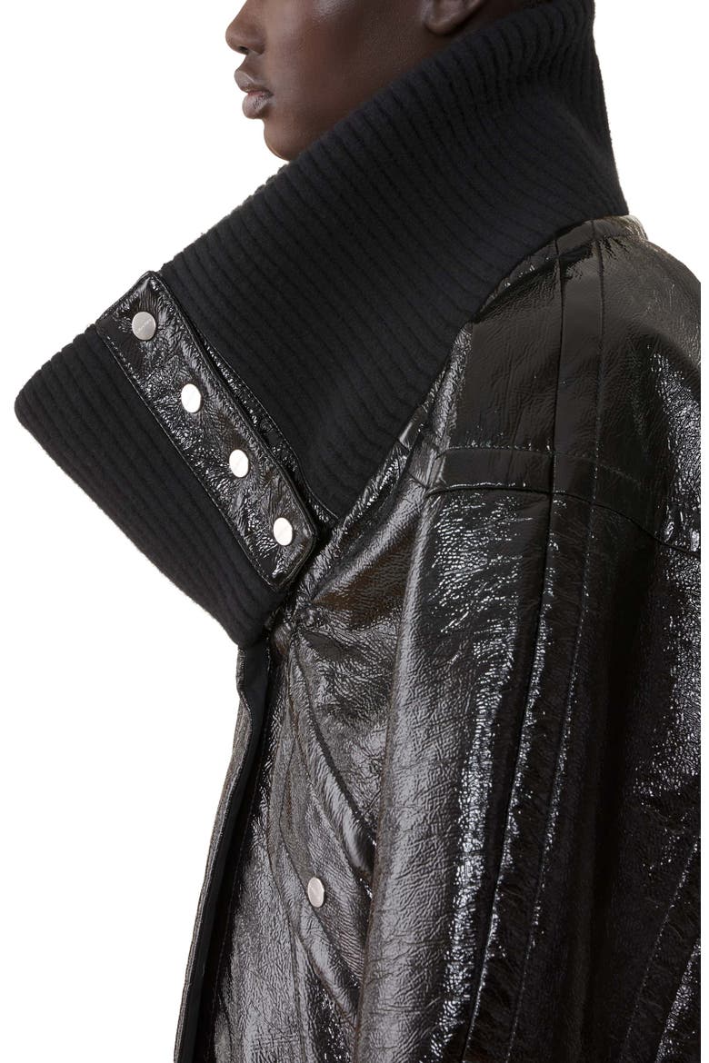 Short Vinyl Coat, Alternate, color, Black