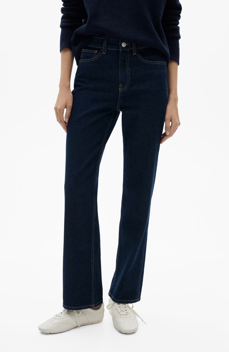 MANGO Mid Rise Straight Leg Jeans, Main, color, Open Blue
