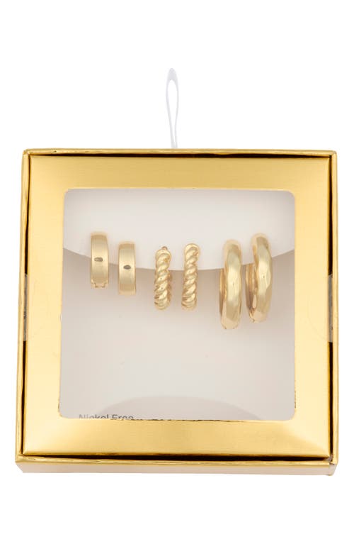 Nordstrom Rack 3-pack Assorted Essential Huggie Hoop Earrings In Gold