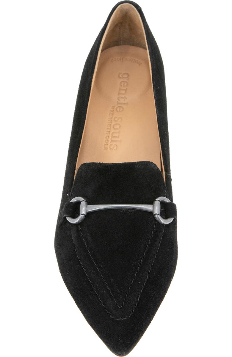 Gentle Souls Dionne Pointed Toe Bit Loafer Pump, Alternate, color, Black Suede