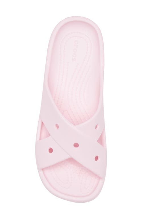 Crocs Cross Strap Slide Sandal In Pink Milk