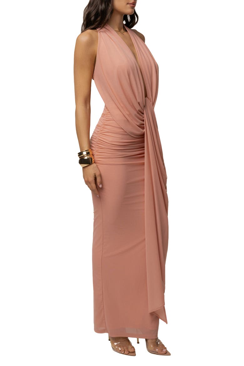 Alaina Plunge Maxi Dress, Alternate, color, Peach