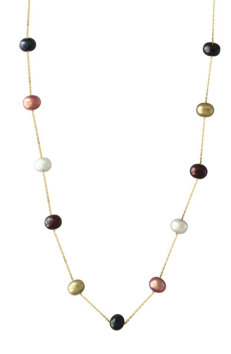 EFFY Multicolor Freshwater Pearl Station Necklace, Main, color, Rose Gold Multi
