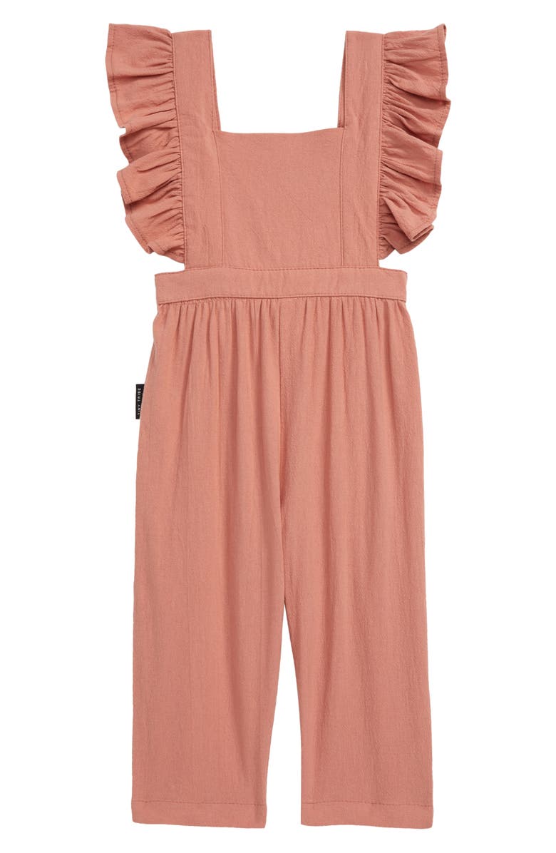 TINY TRIBE Ruffle Cotton Jumpsuit, Main, color, 