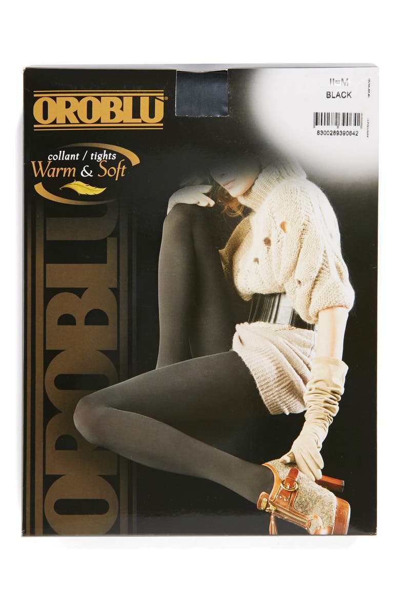 'Warm & Soft' Brushed Fleece Tights, Alternate, color, BLACK
