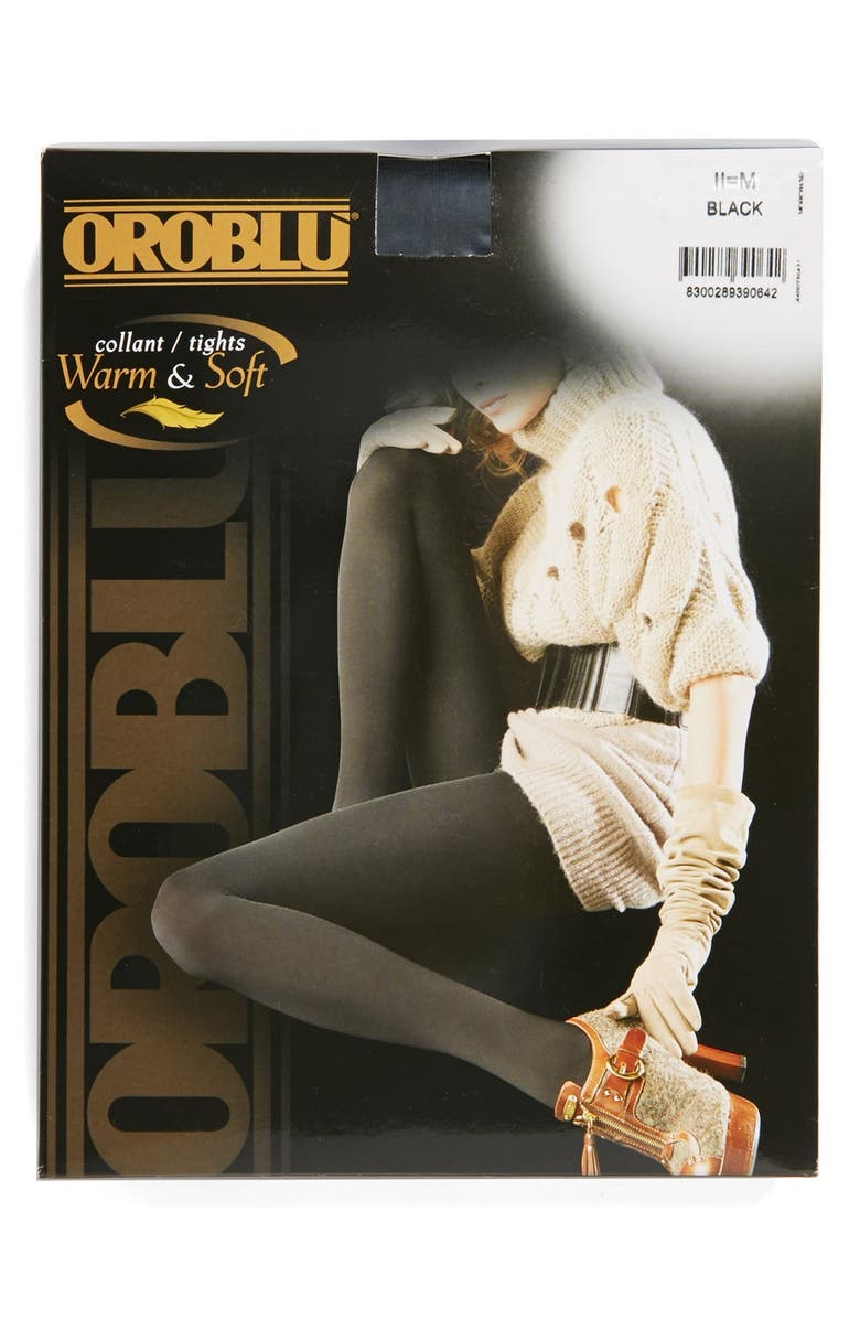 Oroblu 'Warm & Soft' Brushed Fleece Tights, Alternate, color, Black