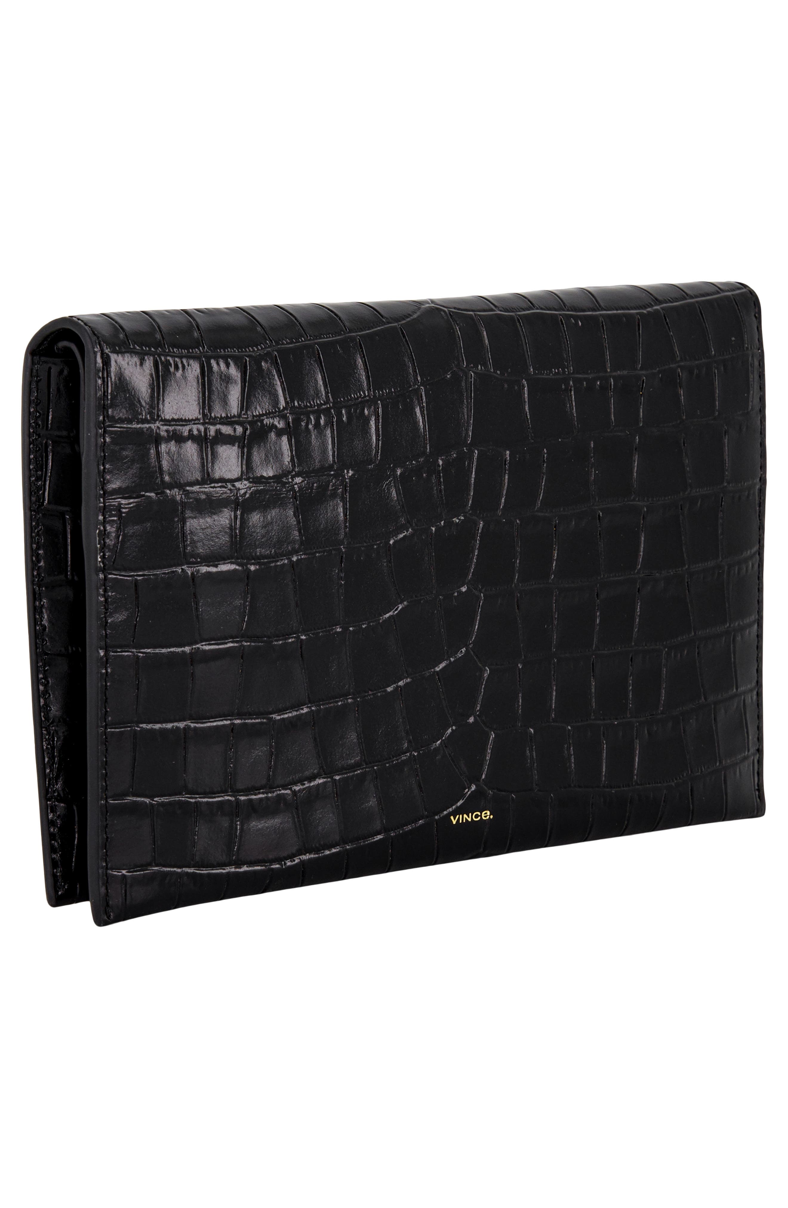 Vince Croc Embossed Leather Clutch, Alternate, color, 